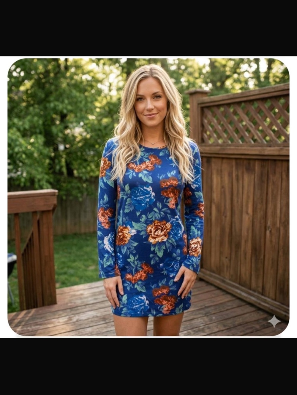 Insight Floral Bell Sleeve Tunic Dress